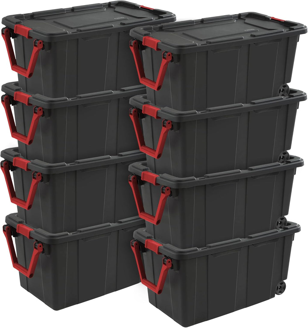 Sterilite Wheeled Tote - Durable 40 Gallon Storage Container in Black | Perfect for Organizing