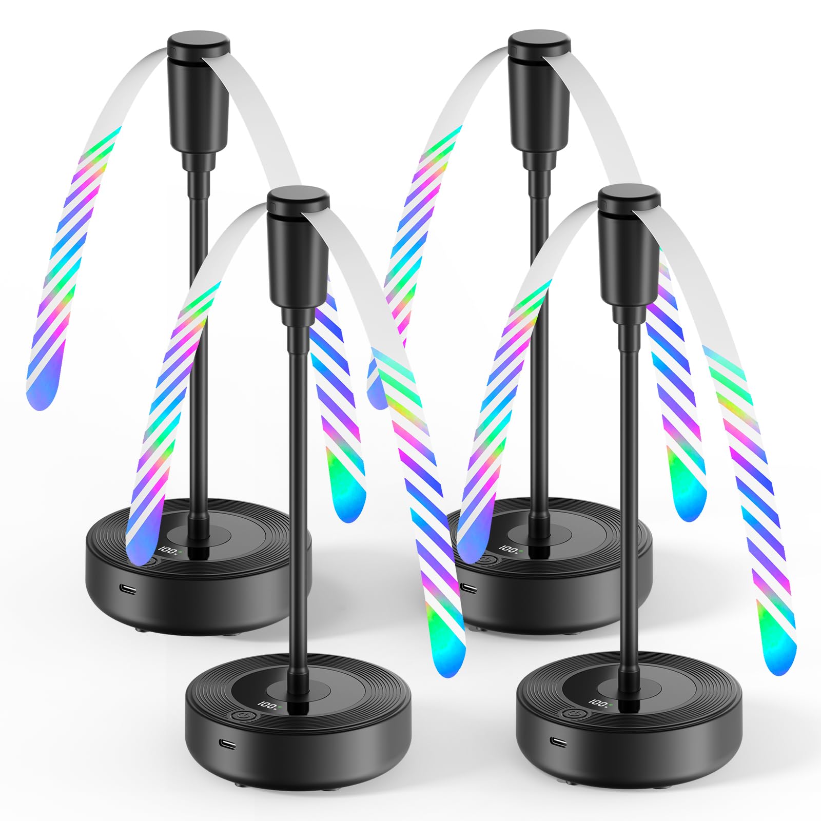 TriPole Fly Fans for Tables, 2000mAh Rechargeable Battery Operated Food Fan Lasts 20 Hrs with LED Display, Portable Fly Table Fan Indoor Outdoor for Picnic, Party, BBQ, Kitchen, Patio, 4 Pack
