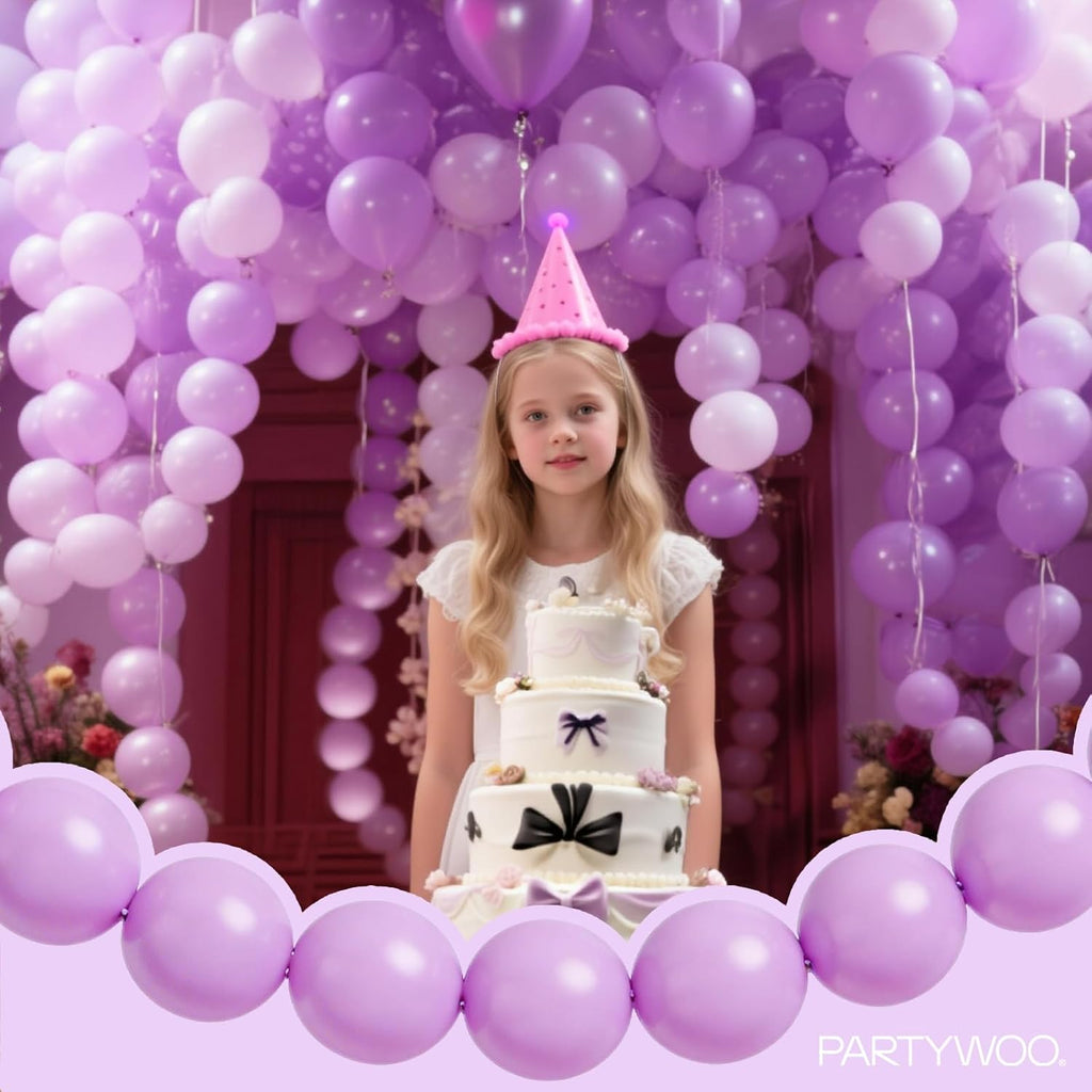 PartyWoo Lavender Linking Balloons - 100pcs 6 Inch Light Pastel Purple for Birthday & Wedding Decor