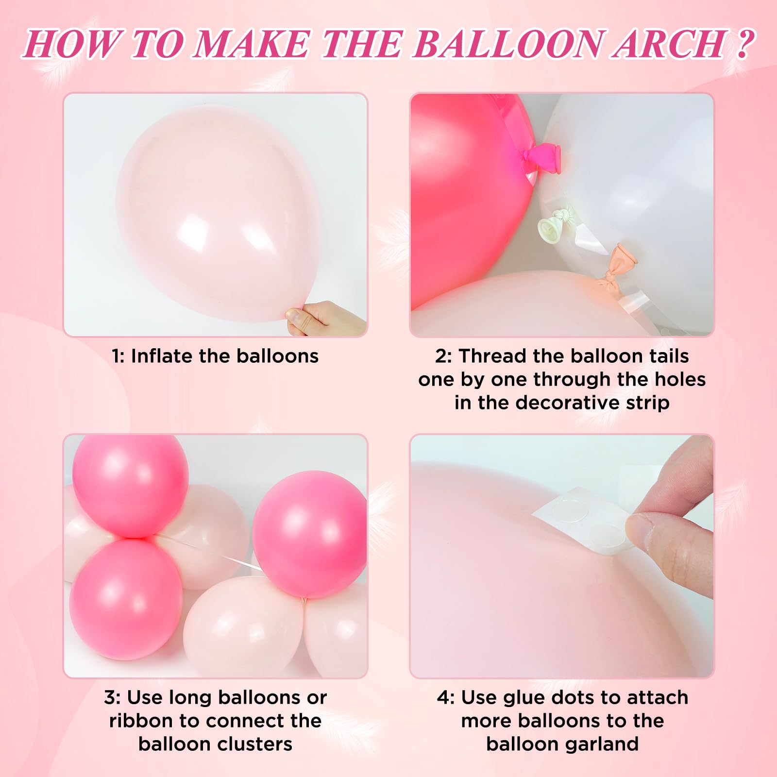 140pcs Bow Hot Pink Balloon Arch Kit, Hot Pink Light Pink Metallic Pink Balloon 18inch Clear Balloons Pink 260 Balloons for Pink Bow Coquette Birthday Decorations Baby Shower Party Decorations