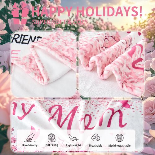Blanket Gifts for Mom Birthday, Mom Birthday Gifts from Daughter Son, Mothers Gift for Christmas Valentine's Day Thanksgiving Day, Mothers Day, Moms Gift ideas Flannel Throw Blanket 60" X 50"