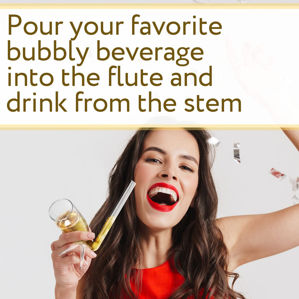 IMPRESA 10 Pack Champagne Shooter Plastic Glass Set - Champagne Glasses with Stands - Bachelorette Party Favors - Reusable Champagne Shooter Gifts for Bubbly Lovers - Champ Shooters