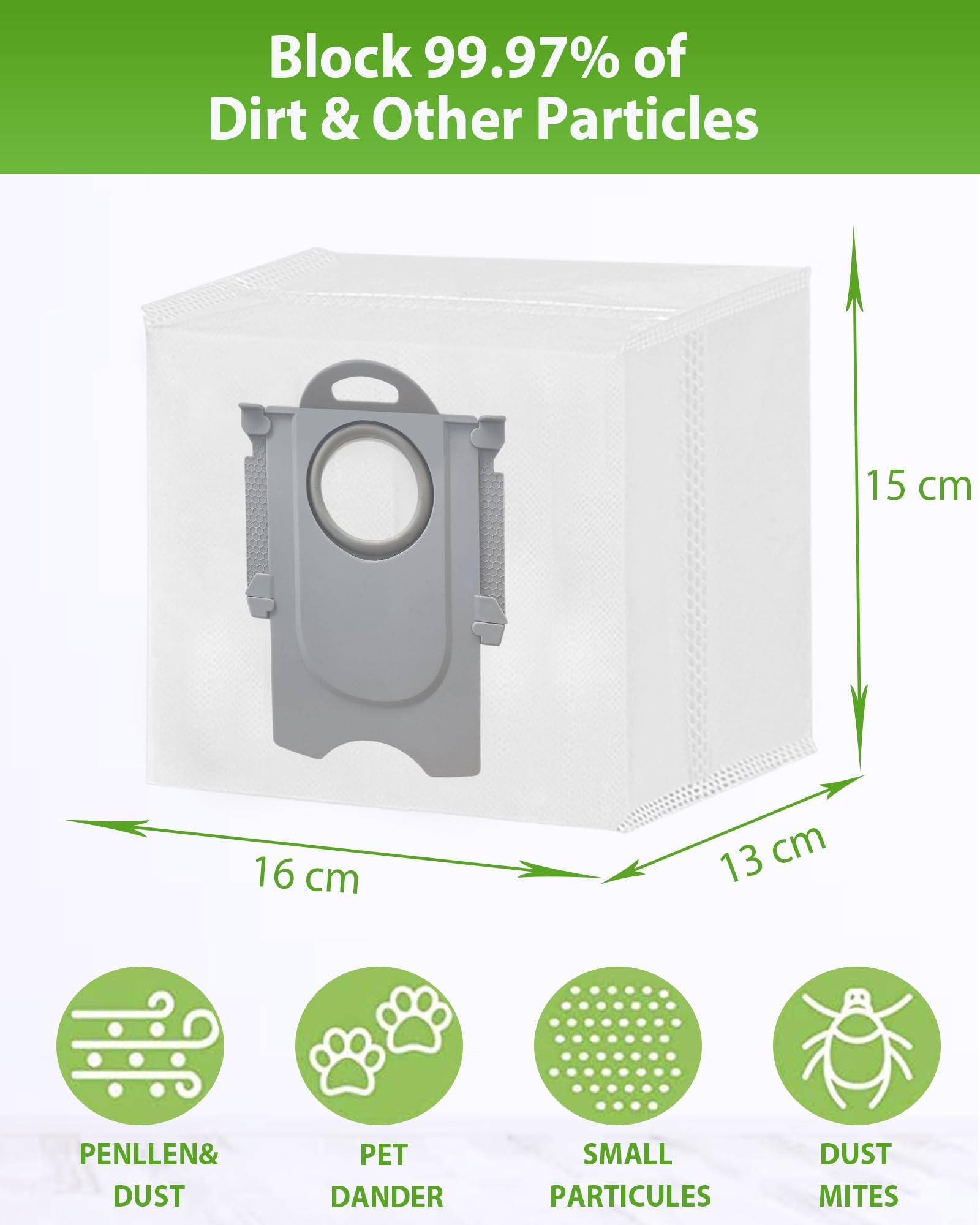 12 Pack Q10 Vacuum Bags Replacement for Roborock Q10 S5 plus, Q8 Max+, Q7 Max+, Q7+, Q5 Max+, Q5+, Q5 Pro+, S7 Max Ultra, S7 MaxV Ultra, S8 Pro Ultra, S8 Robot bags, 3L Large Capacity Disposable Bag
