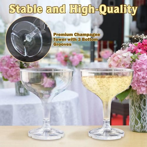 KYAPCK 100 Pcs Plastic Champagne Coupe Glasses for Parties, 5 oz Disposable Champagne Glasses Unbreakable Acrylic Martini Glasses Clear Margarita Glasses for Wedding, Birthday