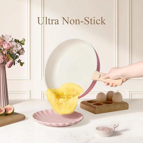 CAROTE Nonstick Cookware Set - 19-Piece Induction Pots and Pans with Detachable Handle | Oven Safe, Pink
