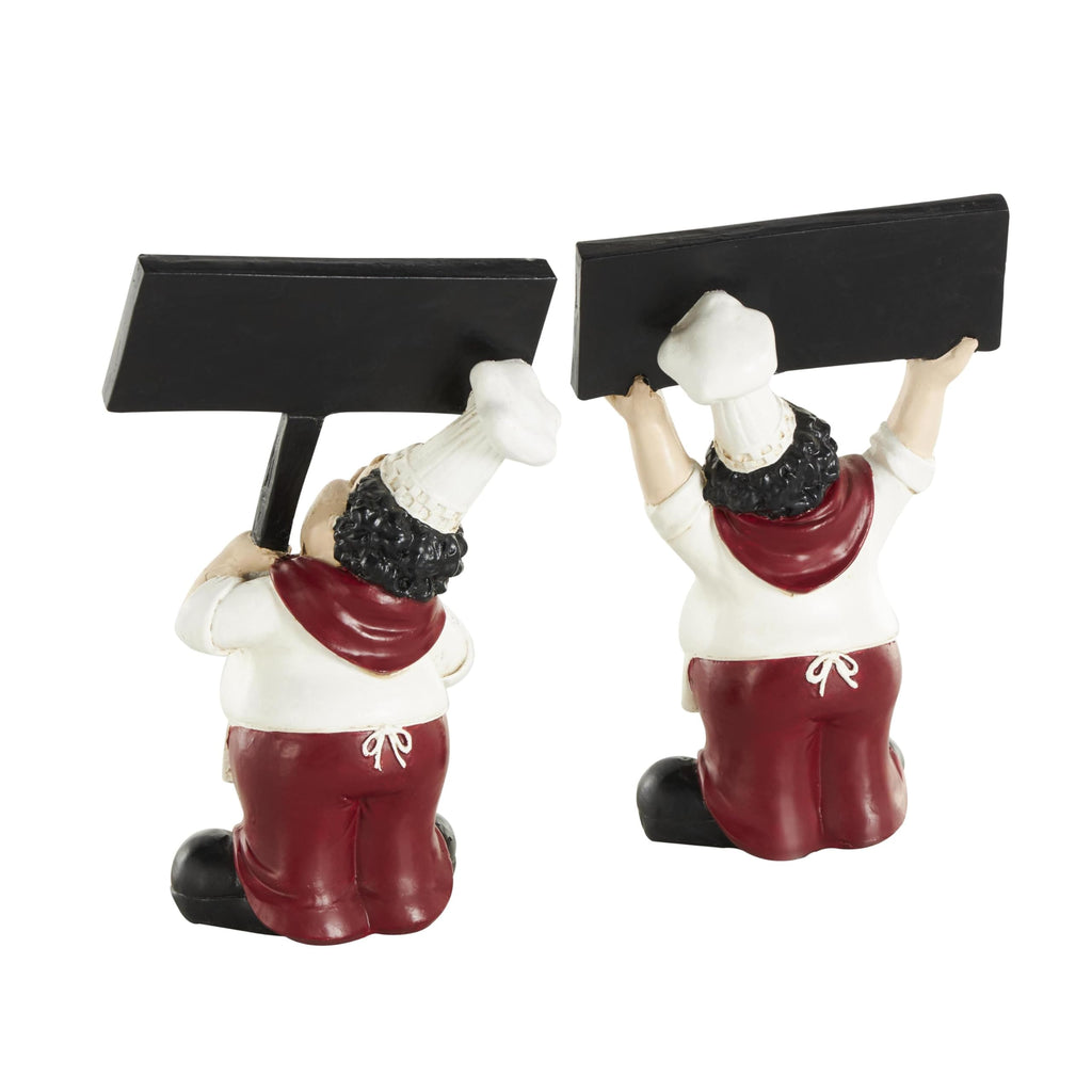 Deco 79 Polystone Chef Decorative Sculpture Kitchen Decorative Figurine Home Decor Statue with Chalkboard, Accent Figurine 10" x 6" x 14", White