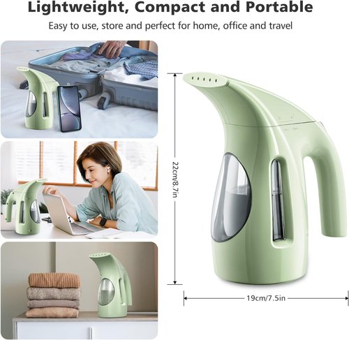 HiLIFE Portable Clothes Steamer - 700W Handheld Design with 240ml Capacity | Green, Ideal for Home & Travel