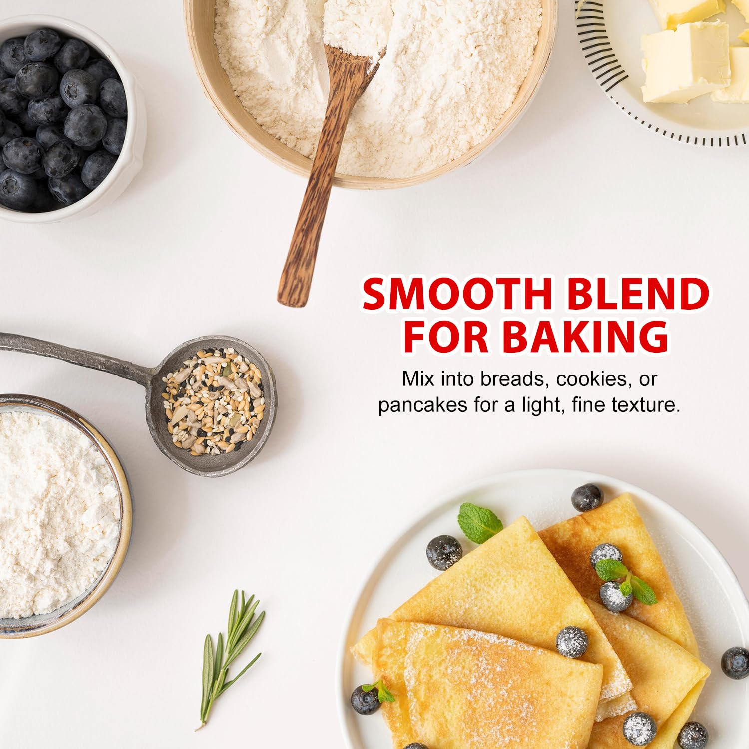 Soeos Rice Flour - All-Natural Gluten-Free Baking Flour | 16 Ounce Resealable Bag for Sourdough Bread
