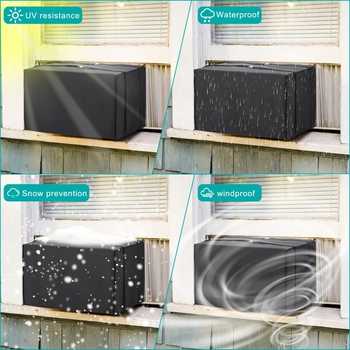 Fivebop Window Air Conditioner Insulation Cover for Outside Units 3 Layer Winter Dustproof Waterproof Outdoor Window AC Cover with Adjustable Straps (27.5"Lx18.5"Hx22.5"D)