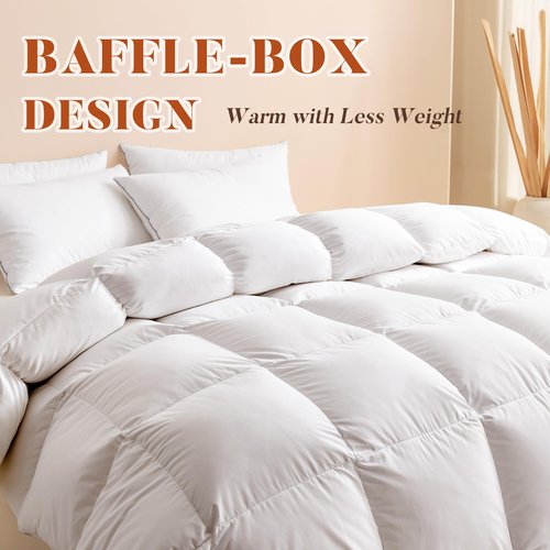 Cosybay King Size Feather Down Fiber Comforter Ultra Fluffy Duvet Insert, All Season White Cotton Cover Luxury Hotel Bed Comforter with Corner Tabs, 106x90 Inch