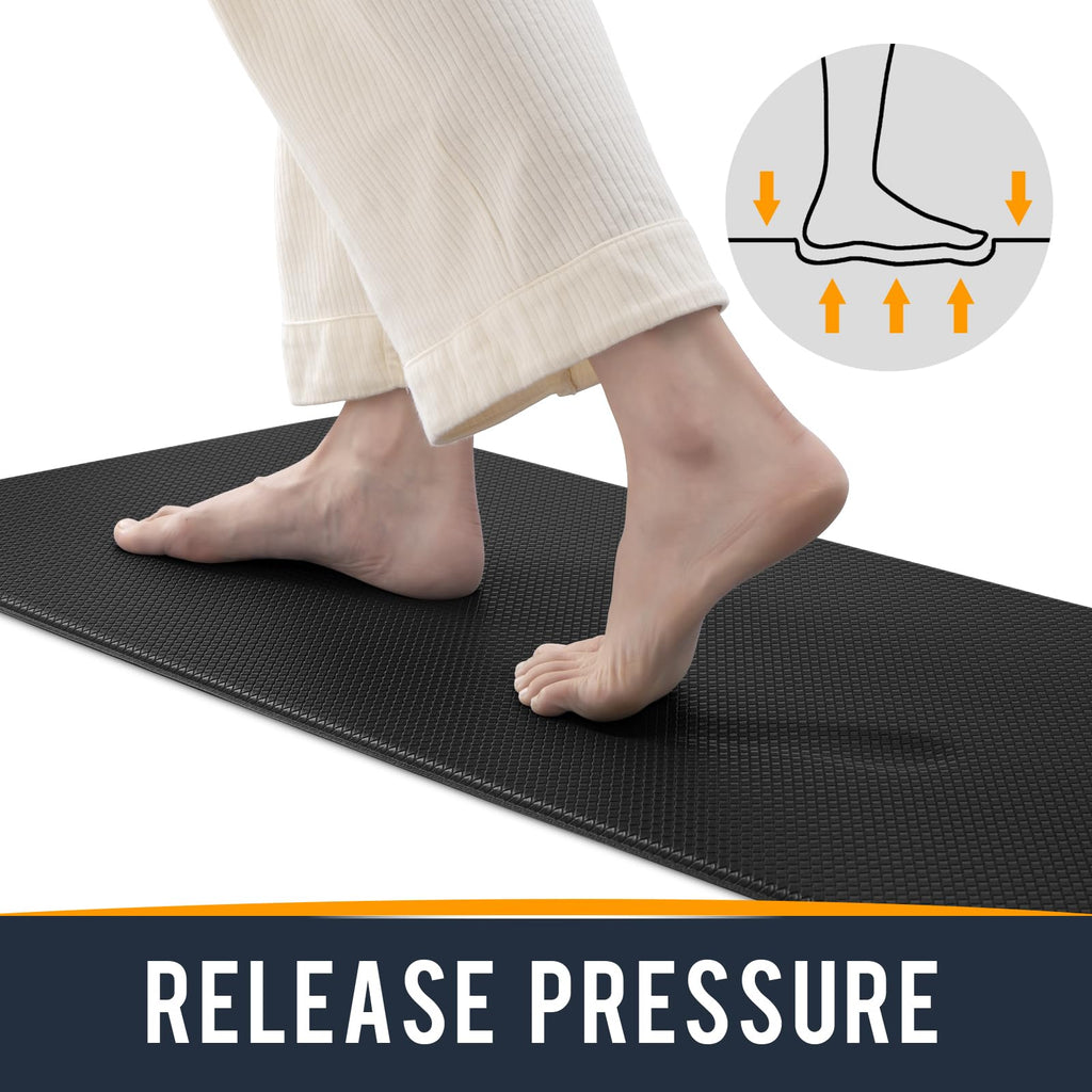 Oakeep Kitchen Mats for Floor Cushioned Anti Fatigue, 23x71 Long Runner Rug Waterproof, Memory Foam Padded for Standing, Black
