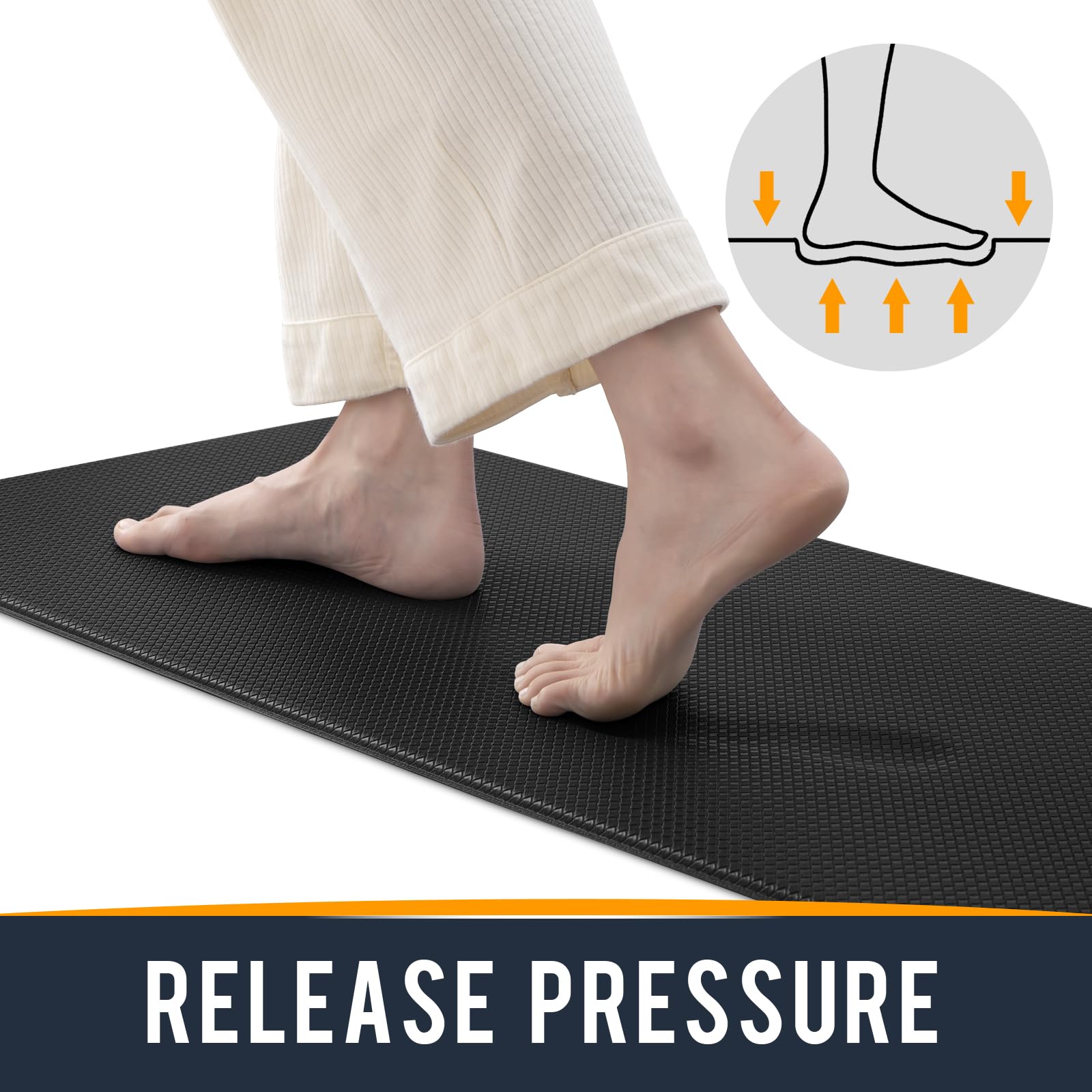 Oakeep Kitchen Mats for Floor Cushioned Anti Fatigue, 23x71 Long Runner Rug Waterproof, Memory Foam Padded for Standing, Black