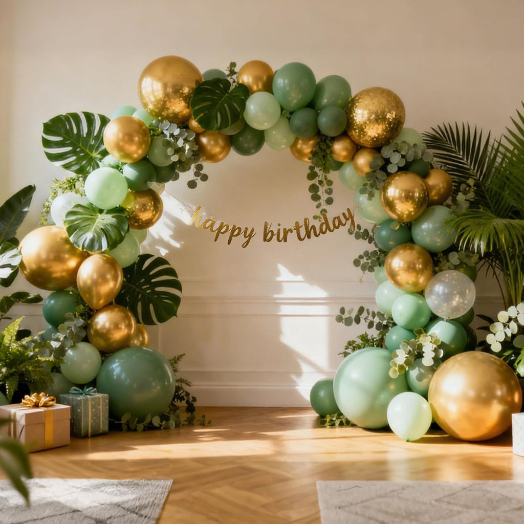 RUBFAC Gold Balloons - 129-Piece Metallic Balloon Garland Kit for Graduation, Wedding, & Birthday Decor