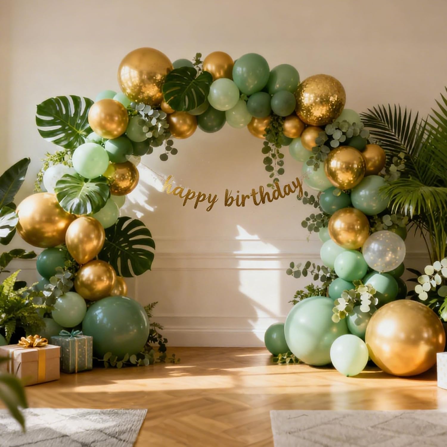 RUBFAC Gold Balloons - 129-Piece Metallic Balloon Garland Kit for Graduation, Wedding, & Birthday Decor