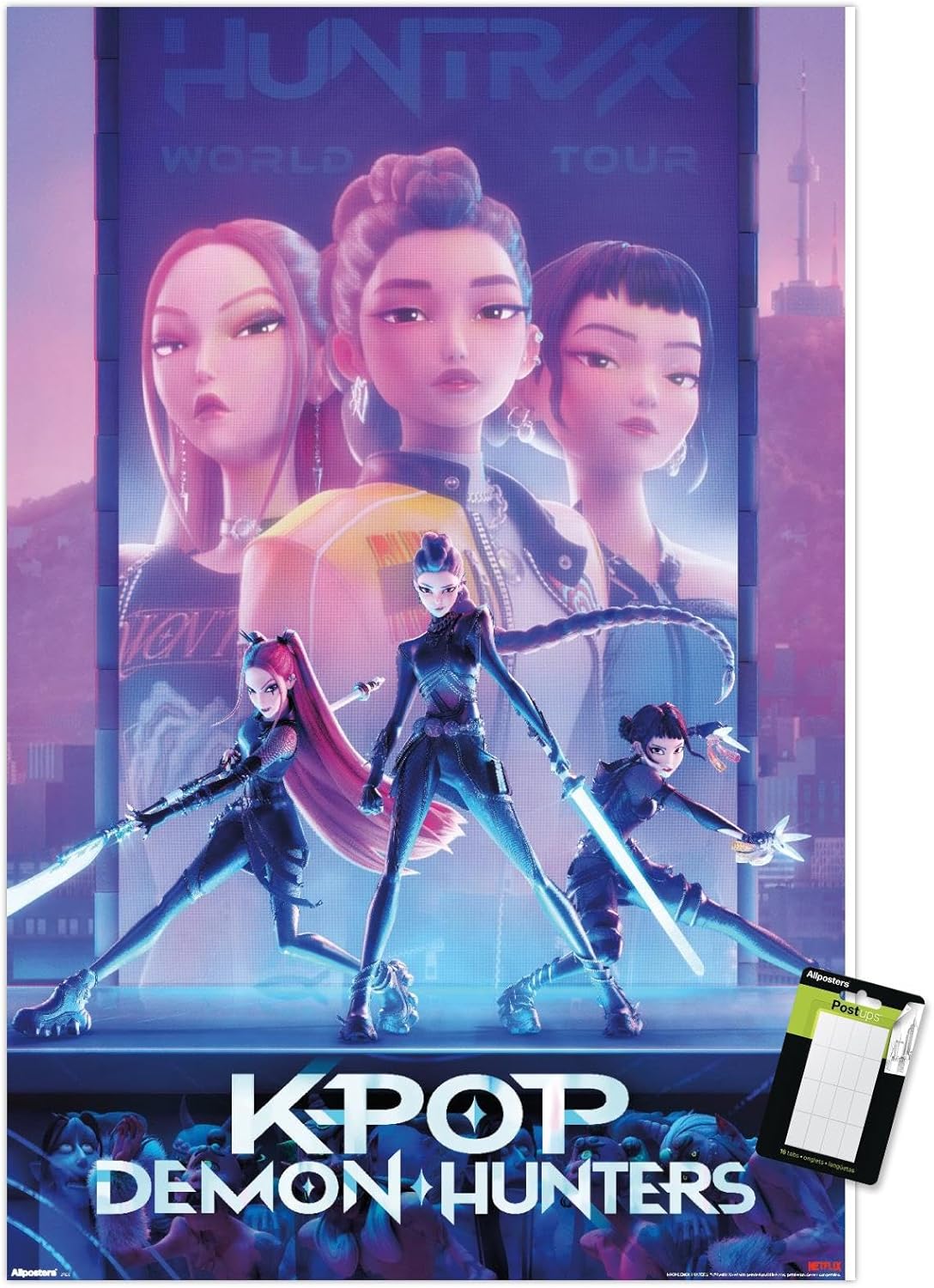 Netflix KPop Demon Hunters 2025 - One Sheet Wall Poster & Mount Bundle | 34L x 22.4W