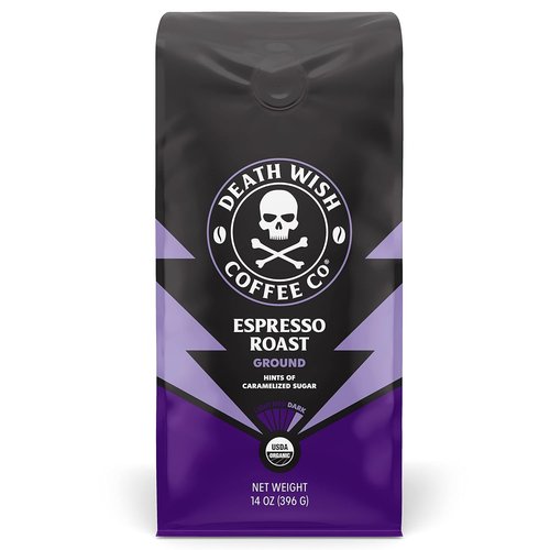 Death Wish Coffee - Organic Fair Trade Espresso Roast Ground Coffee | 14 Ounce Pack