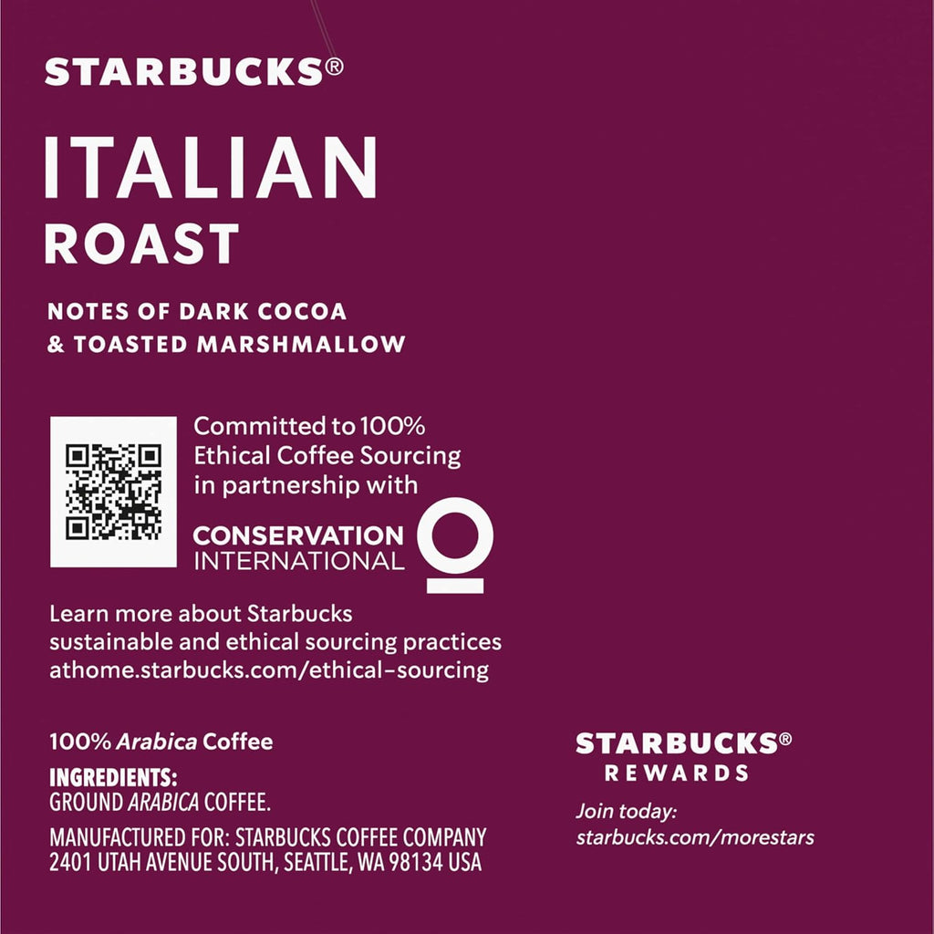 Starbucks K-Cup Pods - Italian Roast Dark Coffee | 100% Ground Arabica | 20 Count (2 Boxes)