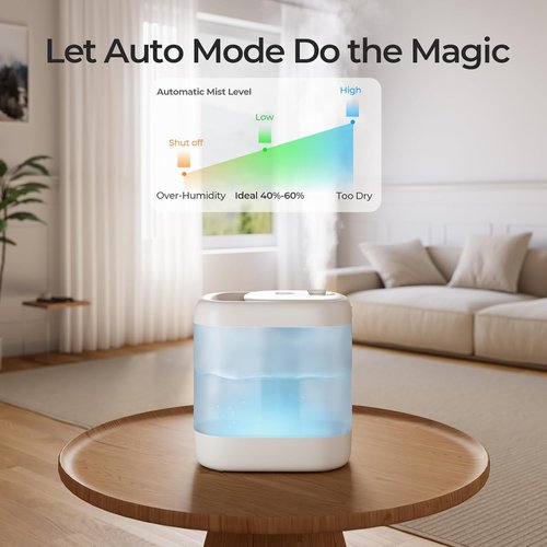 Homvana Humidifier - 5L Top Fill Cool Mist for Bedroom & Plants | Quiet 40H Runtime, Easy to Clean
