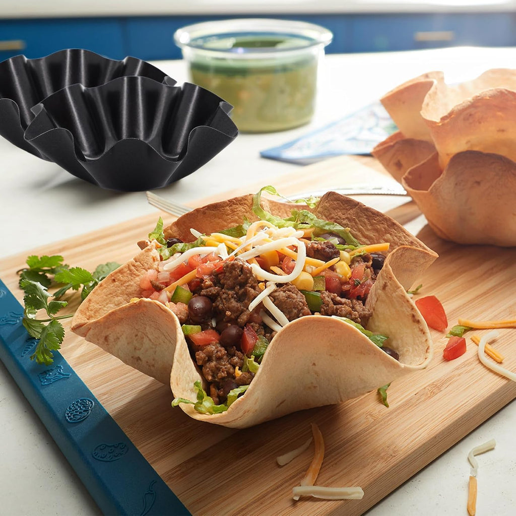 MVVM Taco Salad Bowl Maker - 6 Pcs Carbon Steel Tortilla Shell Pans for Perfectly Fried Salads