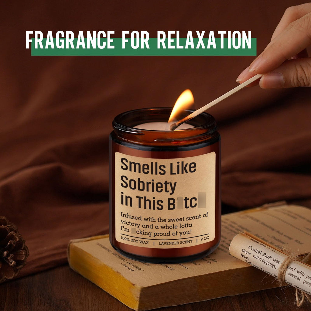 GSPY Smells Like Sobriety Candle - Sobriety Gifts for Women, Men - 2 Year Anniversary, 1 Year Sober Gifts Ideas - Funny Birthday, Sober Celebration, Recovery, Proud of You Present for Her, Him