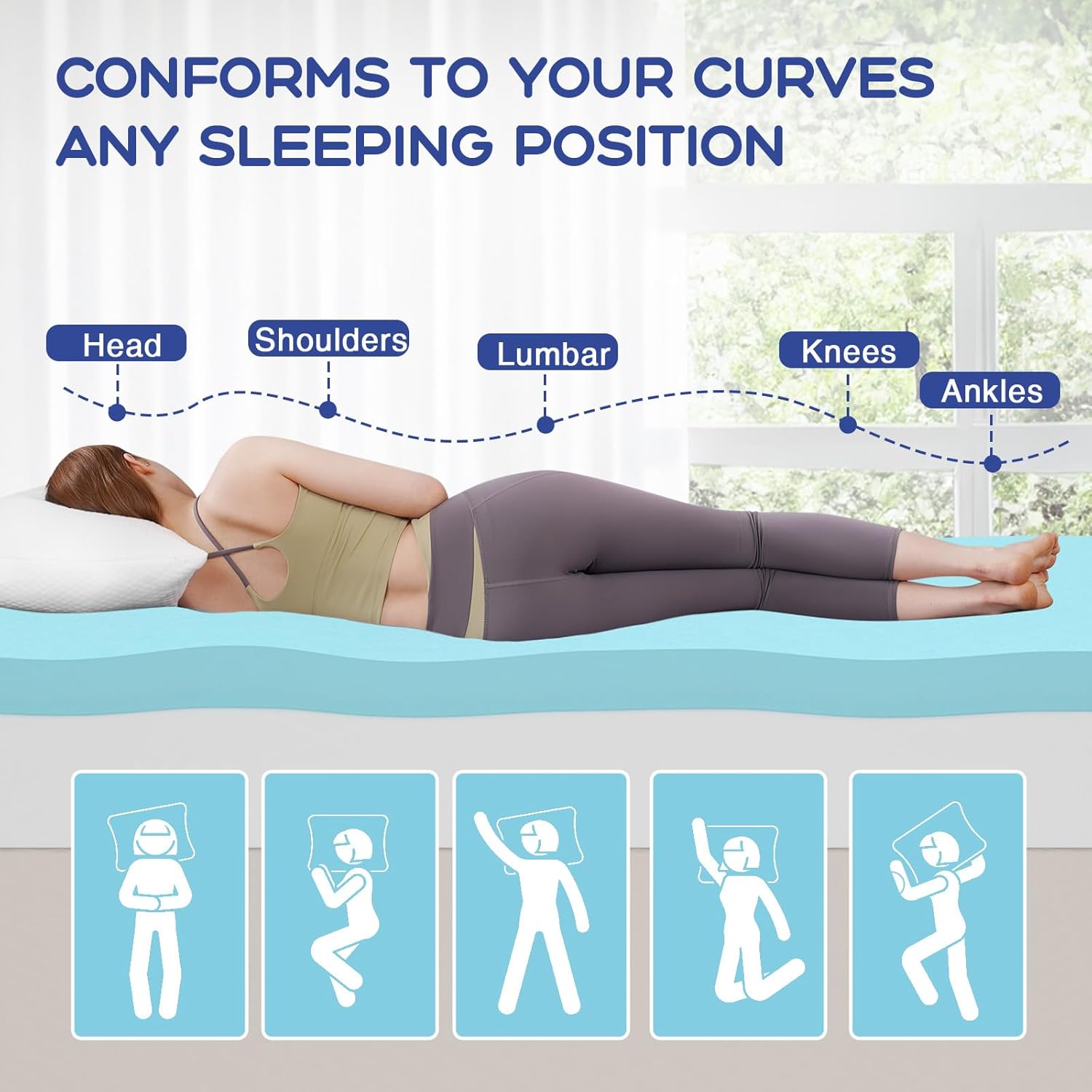VALUXE Queen Mattress Topper - 3 Inch Cooling Gel Memory Foam for Back Pain Relief | Soft, Breathable Design