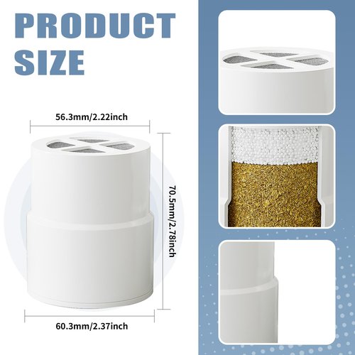 3-Pack Replacement Filter for JOLIE Shower Head, Compatible with JOLIE Shower Filter Cartridge, Reduces Chlorine, Heavy Metals & Impurities, Softens Skin & Hair