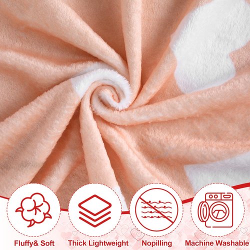 Tingjoo 6 Pack Easter Throw Blankets 50 x 60 Pastel Love Heart Soft Fuzzy Plush Cozy Flannel Blankets for Mother Day Wife Women Self Gifts Couch Sofa Bedroom Living Room Decor