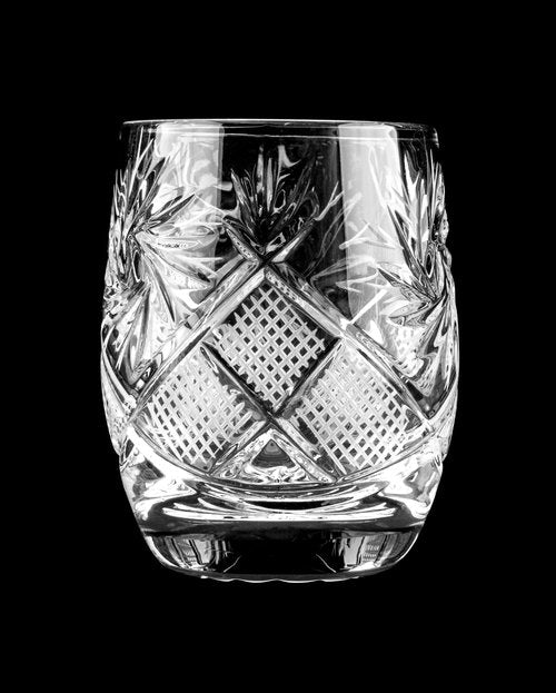 HOMEHUT SET of 6 Russian CUT Crystal Shot Glasses "Barrel" 50ml Hand Made