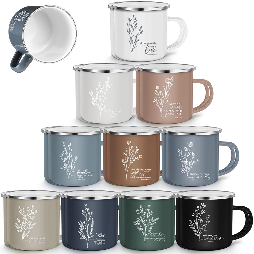 Gandeer 20 Pcs Easter Christian Coffee Mugs Bulk 12 oz Religious Bible Verse Quotes Enamel Mug for Easter Staff Coworker Teacher Nurse Social Worker Volunteer Sunday School Church