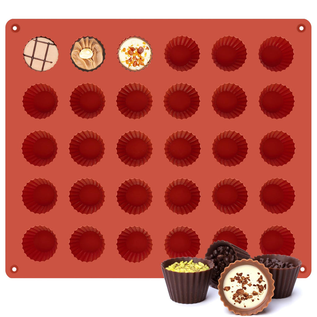 Puyeipt 30 Cups Mini Peanut Butter Cup Mold, Bite Size Silicone Candy Mold for Chocolates, Keto Fat Bomb, Small Truffles