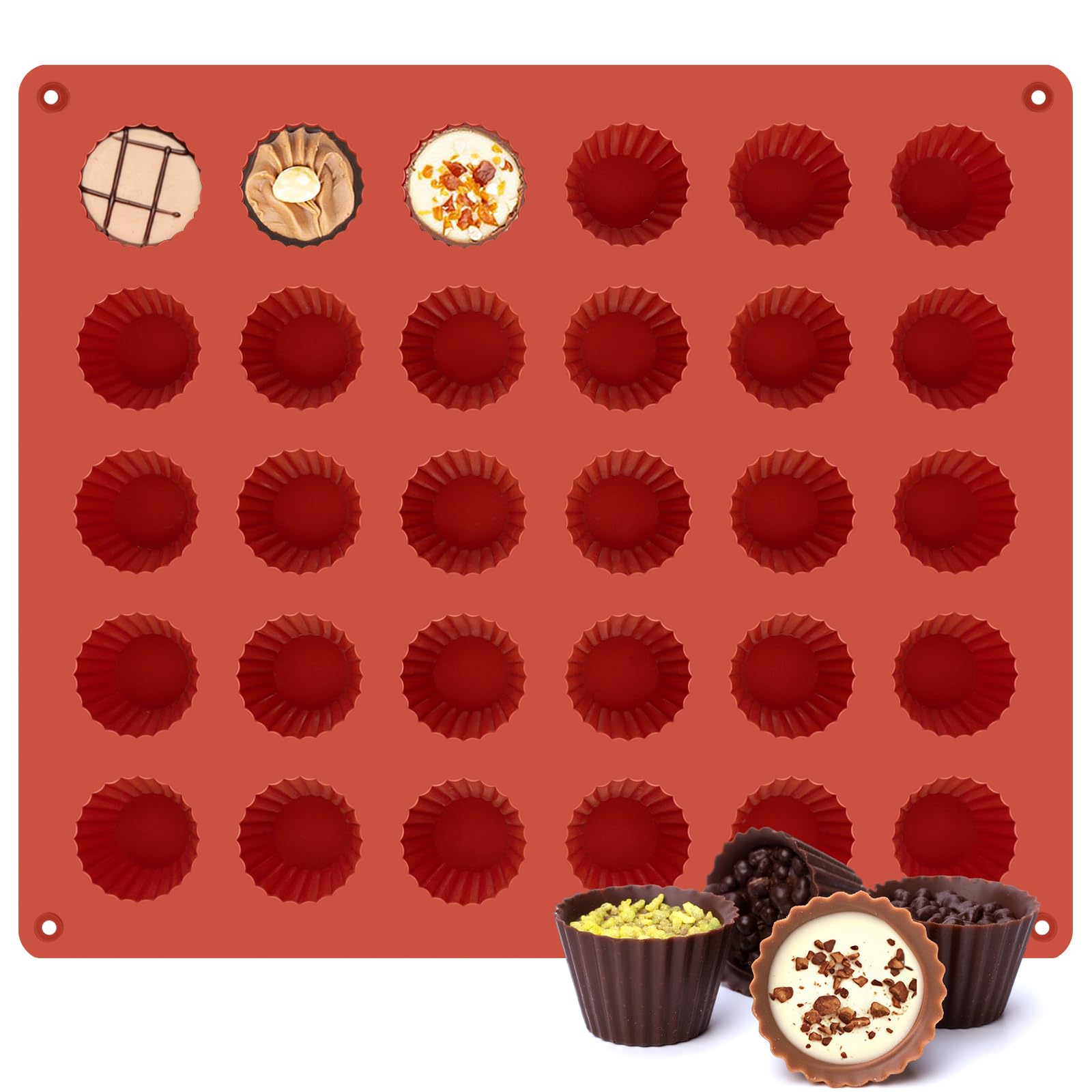 Puyeipt 30 Cups Mini Peanut Butter Cup Mold, Bite Size Silicone Candy Mold for Chocolates, Keto Fat Bomb, Small Truffles