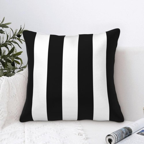 Qwalnely 2 Sets Striped Decorative Throw Pillow Covers, 18x18 Inch for Living Room Couch Bed Sofa, Black and White Striped Home Decor, Soft Cushion Case