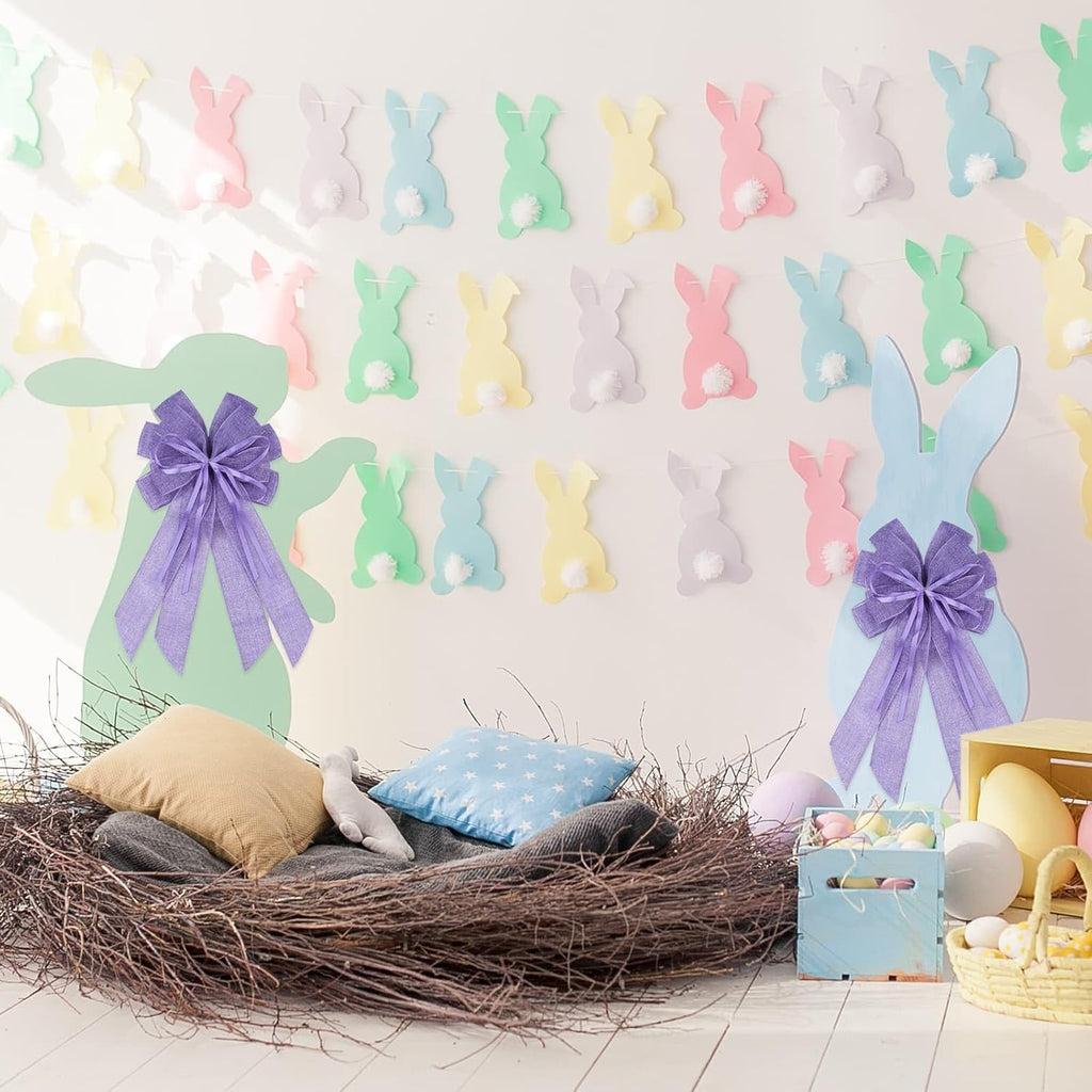 YKW Large Purple Burlap Bow - Elegant 20x11 Inch Wreath Decor for Weddings & Holidays | Indoor/Outdoor Use