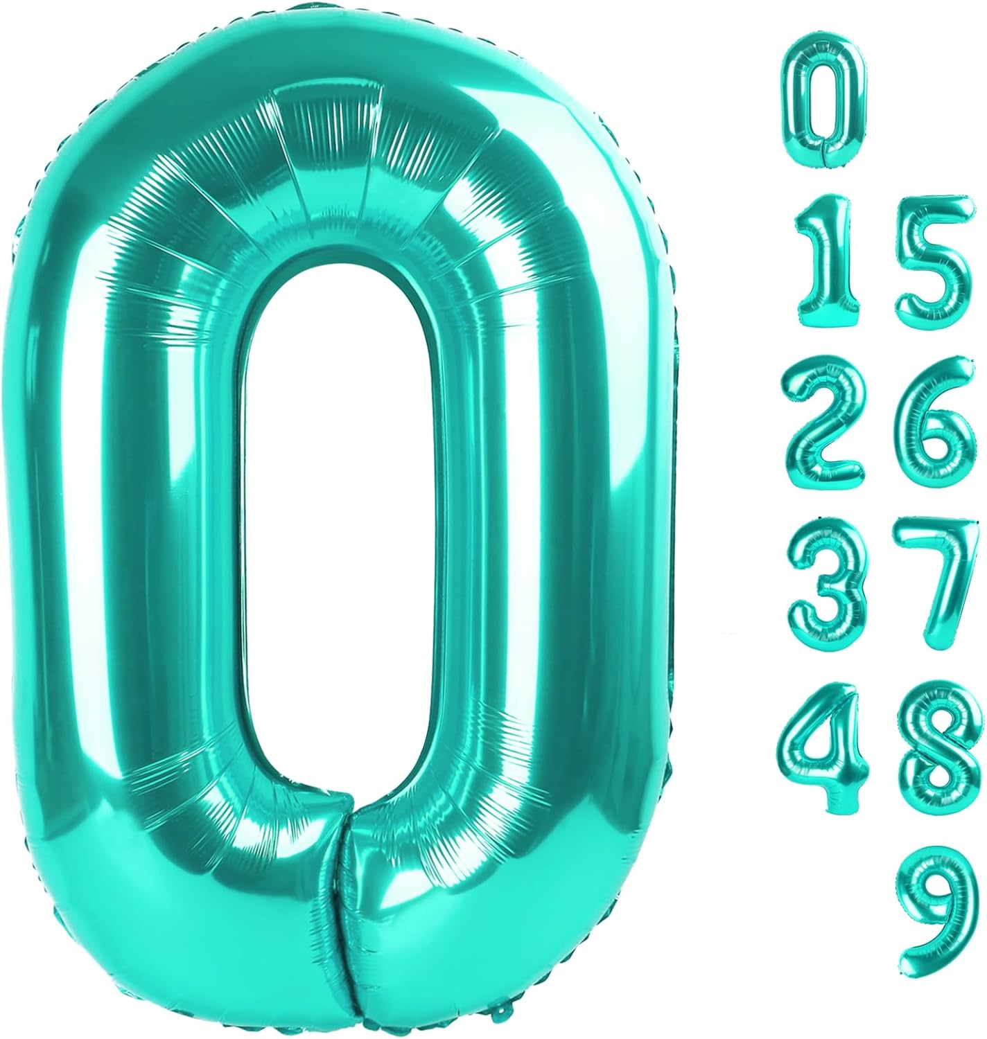 Number 0 Balloons - 40 Inch Blue-Green Birthday Decorations for Milestone Events & Baby Showers