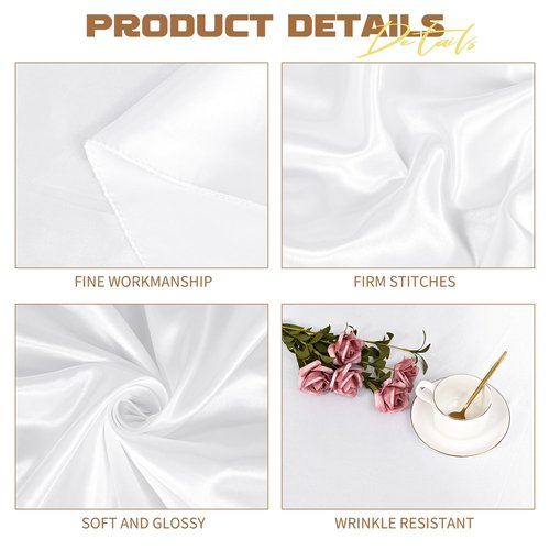 Pesonlook 12 Pack White Round Tablecloth, 90 Inch Satin Fabric Tablecloth for Round Table, Wrinkle Resistant Washable TableCover Bright Silk TableClothes for Wedding Party Dining Table Banquet