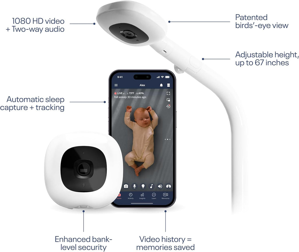 Nanit Pro Smart Baby Monitor - 1080p Wi-Fi Video Camera with Night Vision & 2-Way Audio | Remote Viewing