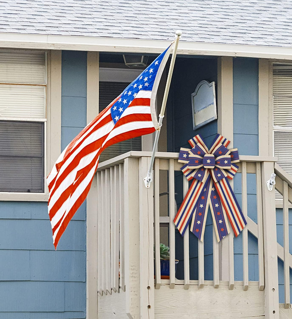 Regine Switzerland Patriotic Independence Day Wreath Bow - July 4th American Flag Burlap Decor