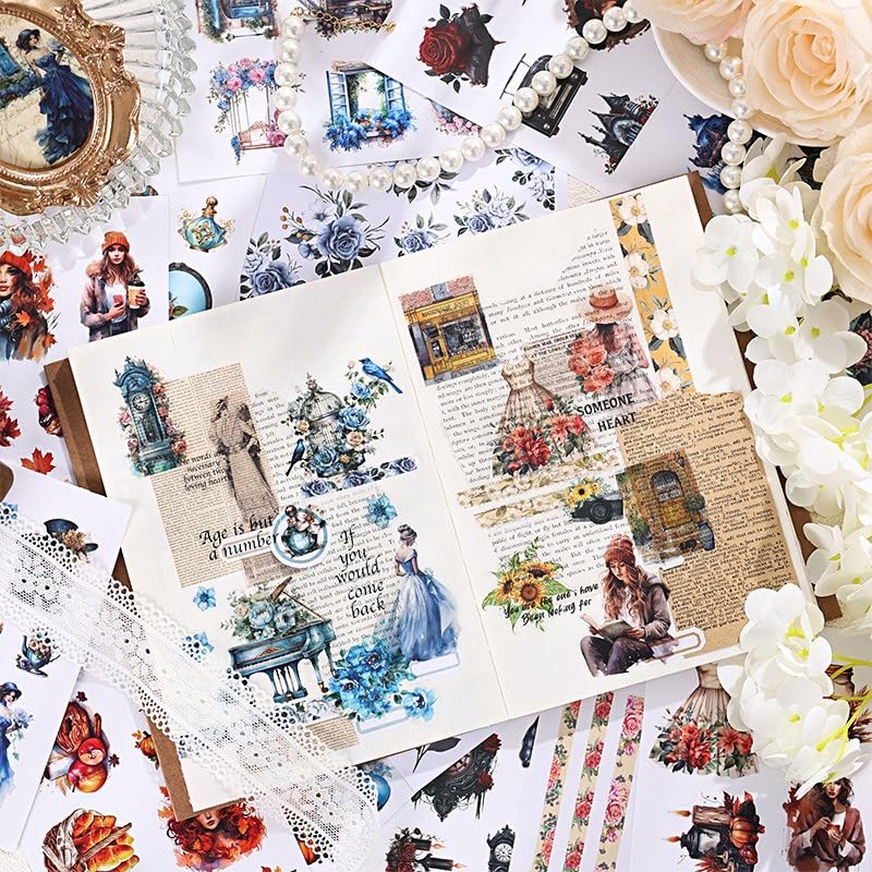 TIAMECH Loose Old Times Rose Princess Sticker Book - Premium PET