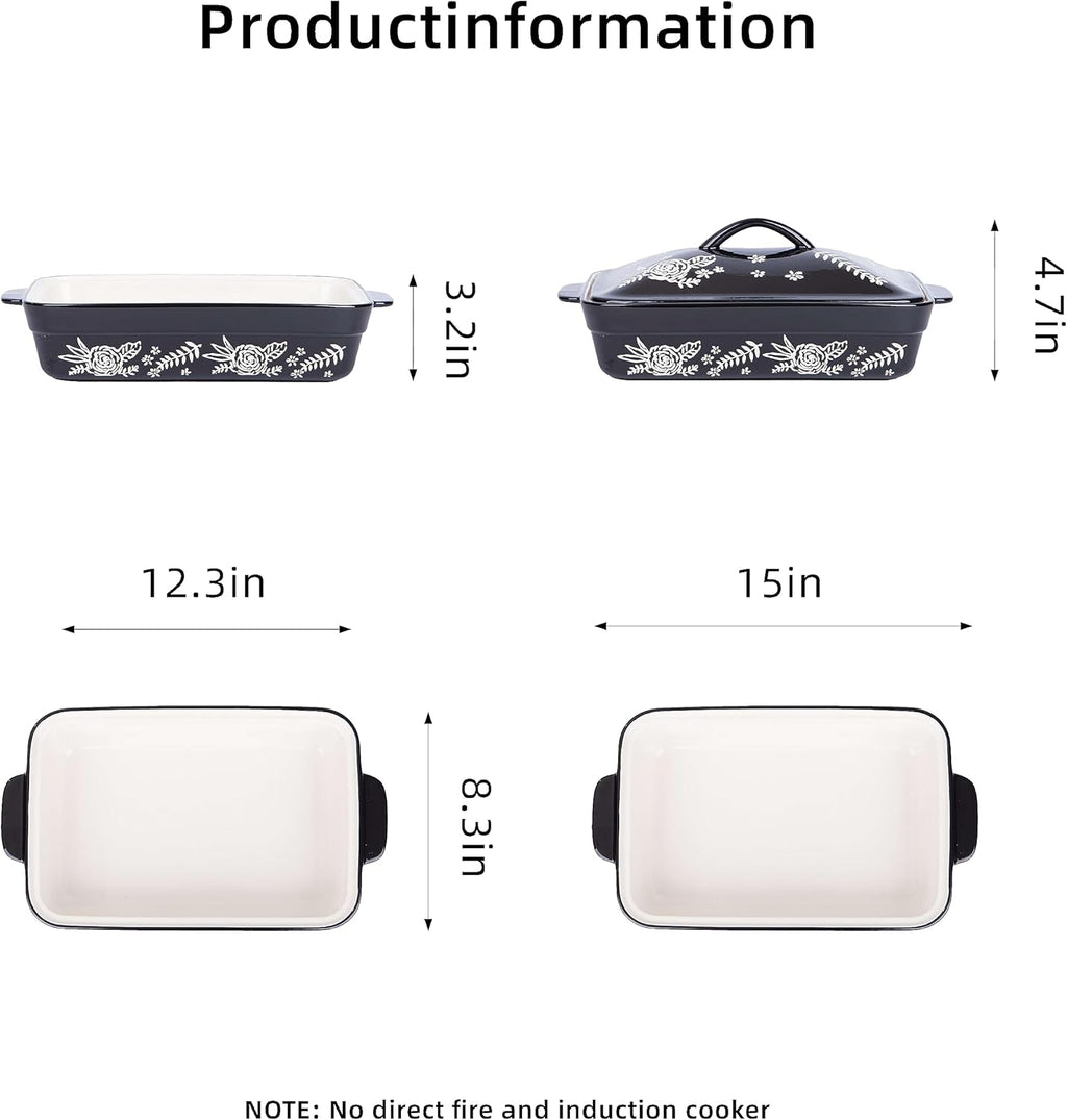 Wisenvoy Casserole Dish - Ceramic Baking Dish With Lid for Oven Use | Perfect for Family Meals
