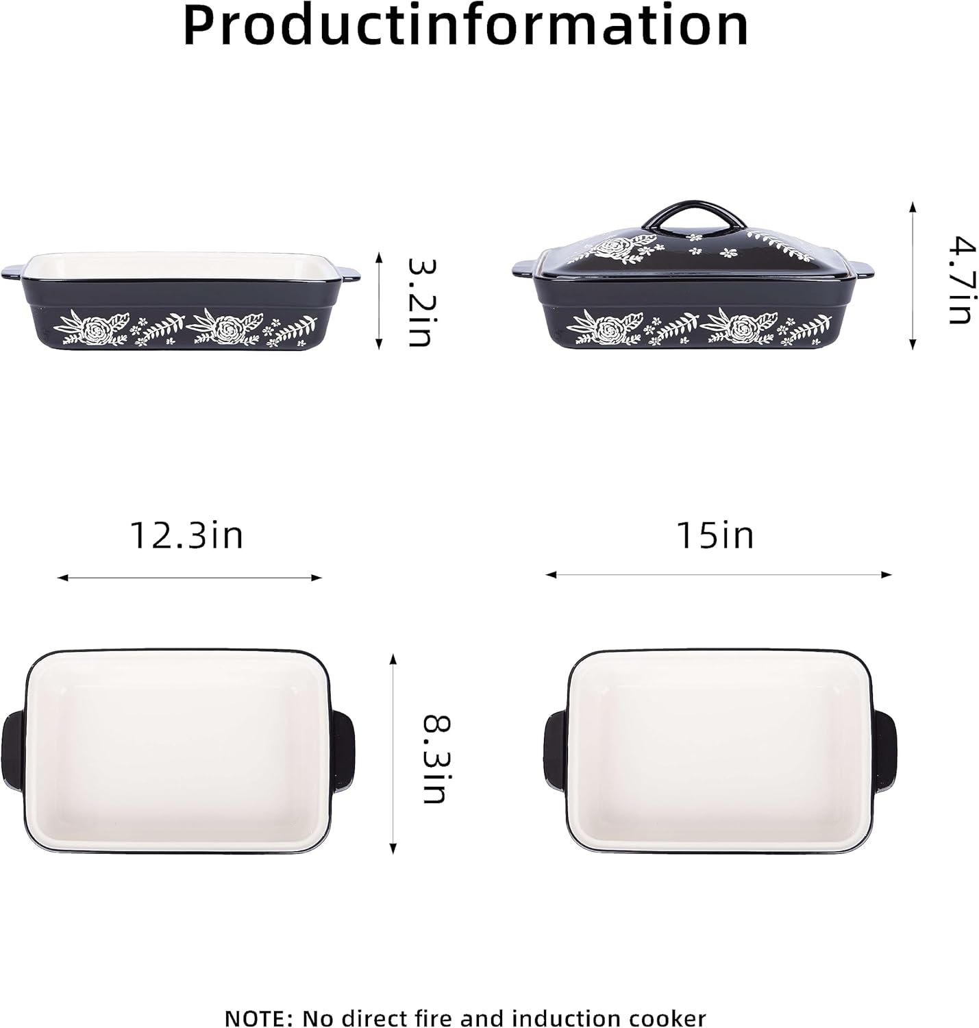 Wisenvoy Casserole Dish - Ceramic Baking Dish With Lid for Oven Use | Perfect for Family Meals