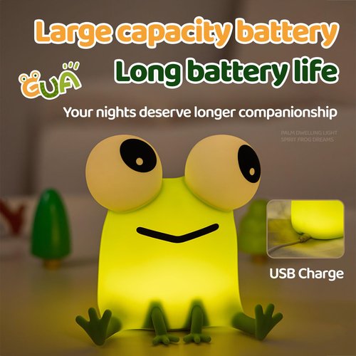 DADYLOBO Frog Night Light for Kids, Cute Silicone Dimmable Nursery Night Light, Rechargeable Bedside Lamp, Portable Creative Gifts for Children, Teens, Girls, Boys Christmas Birthday