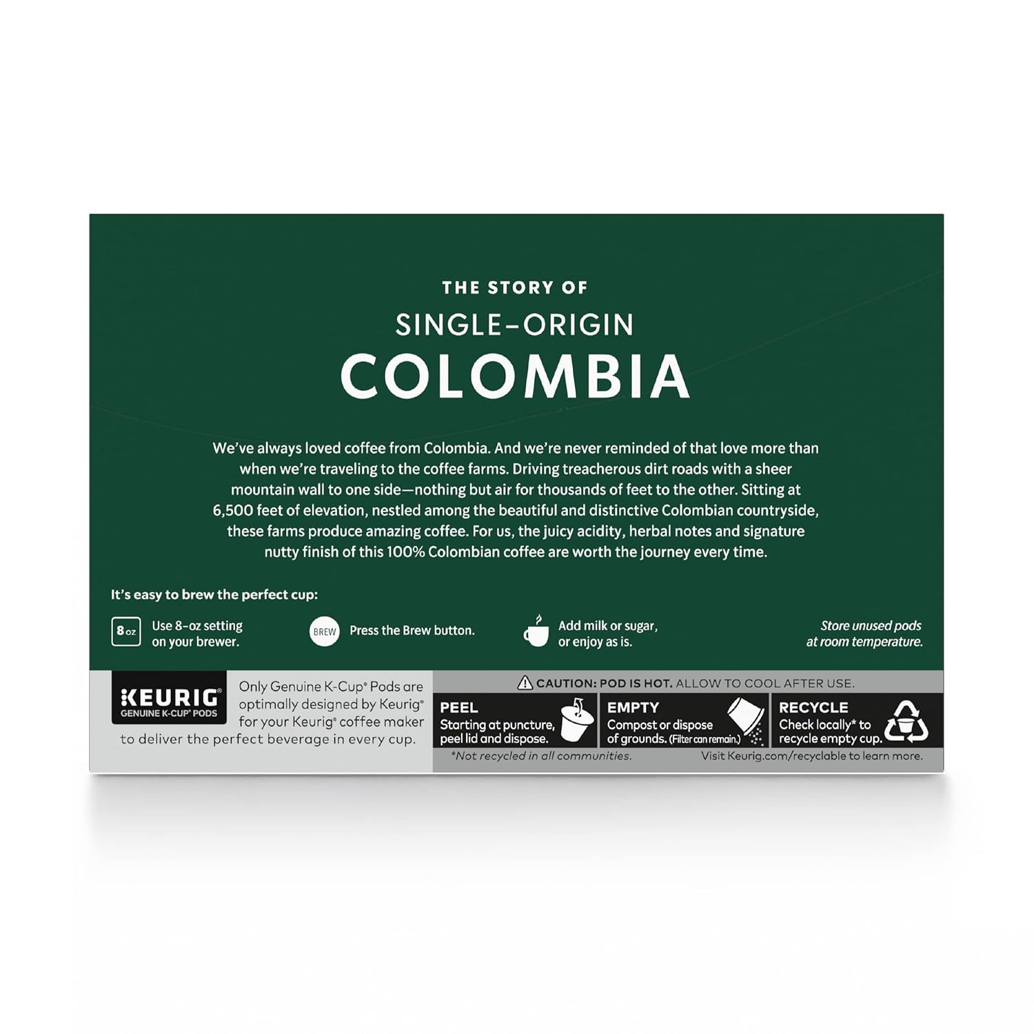 Starbucks K-Cup Coffee Pods - Medium Roast Colombian Coffee | 100% Arabica, 10 Pods Per Box