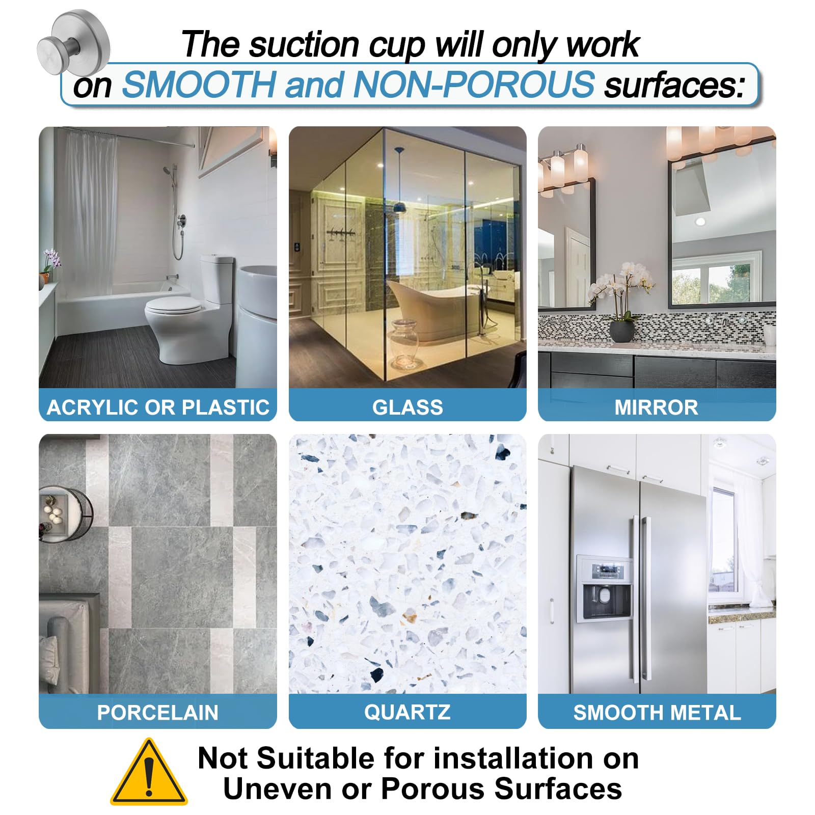 Hviiso Suction Cup Hooks for Glass Window, Mirror, Wreaths - Shower Hooks for Inside Shower, No Drill Towel Hooks for Bathrooms, Bath Robe Coat Looafh Hook for Hanging - Silver(2 Pack)