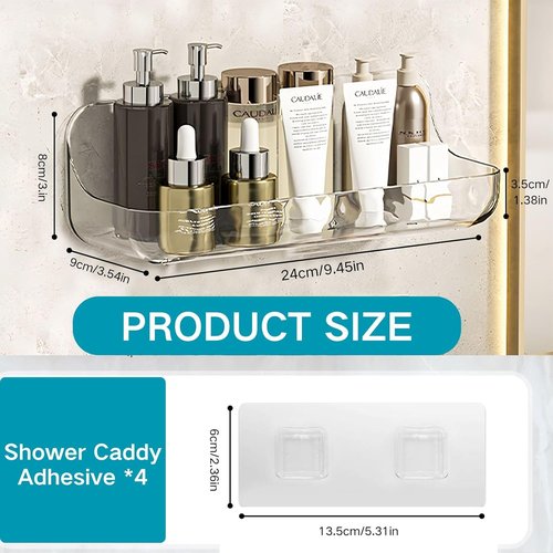 Acrylic Wall Mounted Shelves - 2 PCS Transparent Bathroom Storage | Non-Drilled Adhesive Design