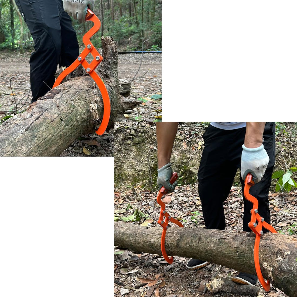 Wood Handle 2 Claw Skidding Tongs Non-Slip Grip, Log Lifting, Handling, Dragging & Carrying Tool (12 in)