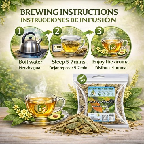 Avocado Tea Leaves 4oz - 100% Natural Hojas De Aguacate, Herbal Aromatic Tea, Caffeine-Free, Non-GMO, Single Pack