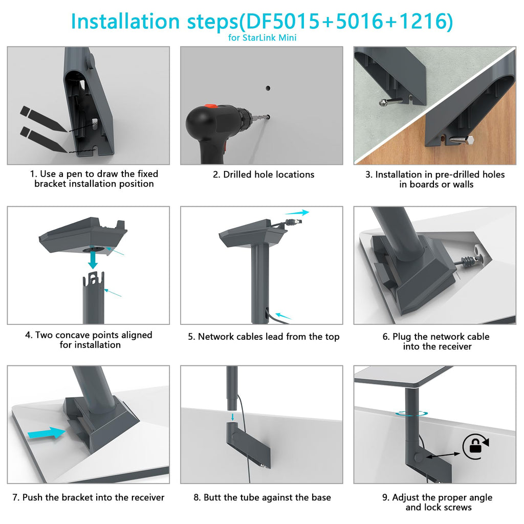 TIUIHU Starlink Mount,Adjustable Starlink Short Wall Mount,Starlink Pipe Adapter for Starlink Gen 3(V3)/Starlink Mini,Starlink roof Mount