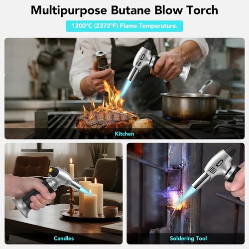 Butane Torch Lighter - Premium Quality Jet Flame with Butane Refill Kit | 1.9oz (100ml), Black