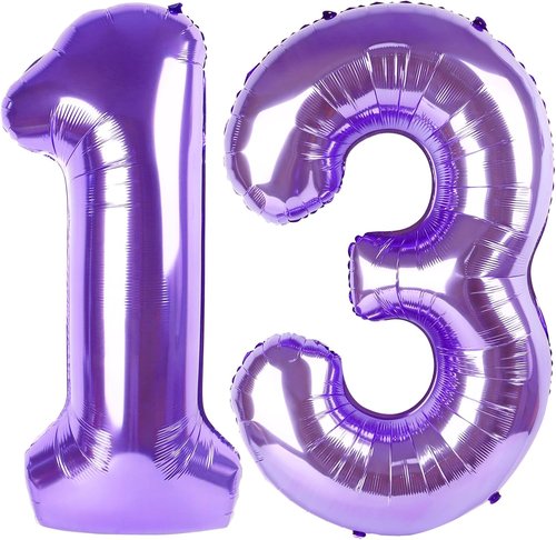 Large Purple Number 13 Balloon by Number | 40-Inch Foil Decoration for Birthday & Wedding Celebrations