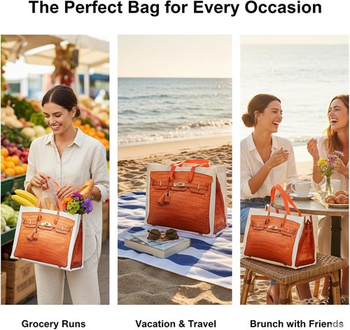 Chic Canvas Tote - Luxury-Inspired Print, Stylish Gift Bag for Women | Foldable Everyday Carryall